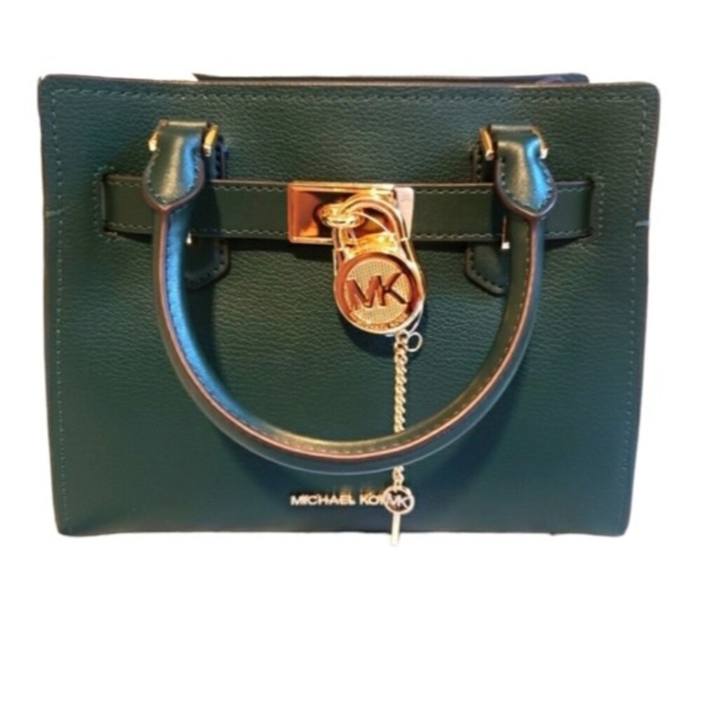 Michael Kors Satchel Purse Small Forest Green Hamilton Removable Crossbody Strap